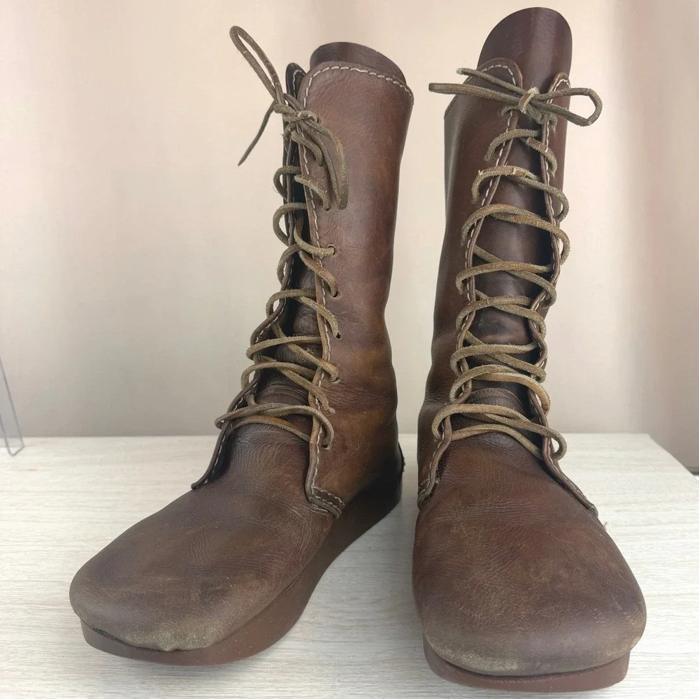 Vintage Kalsø|Minus Heel|Negative-Heel Boots|42.5|Lace Up Leather Copenhagen 70s